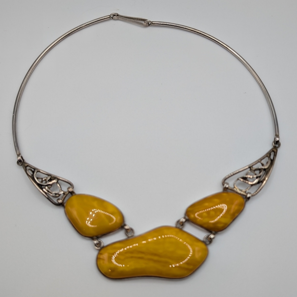 Genuine Butterscotch Baltic Amber & Sterling Silver Necklace